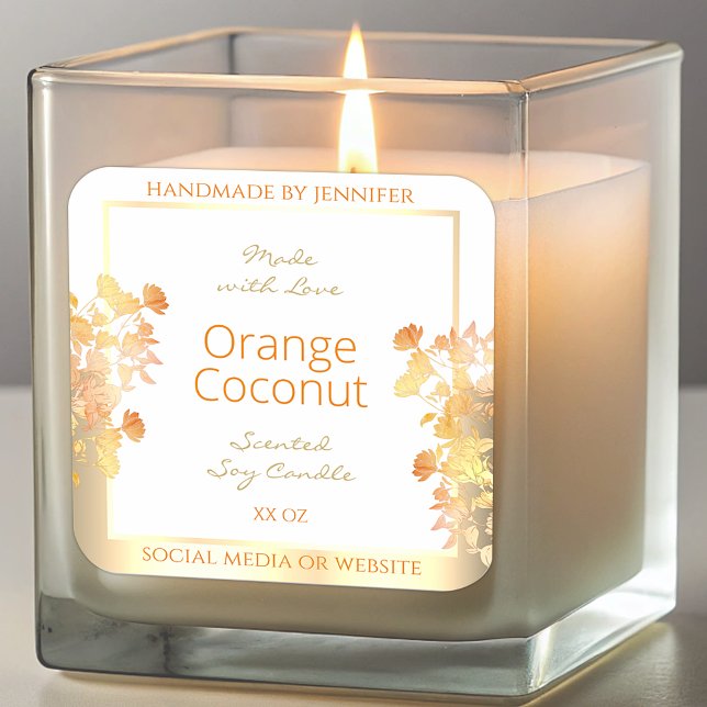 Elegant White Floral Product Packaging Labels Gold (Creator Uploaded)