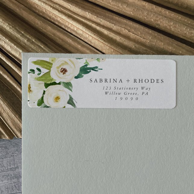 Elegant White Floral Return Address Label (Creator Uploaded)