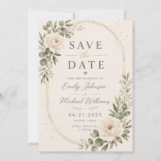 Elegant White Floral | Save the Date Card