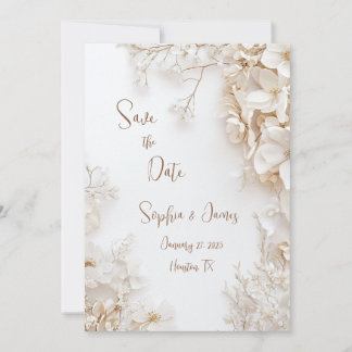  Elegant White Floral Save the Date Invitation