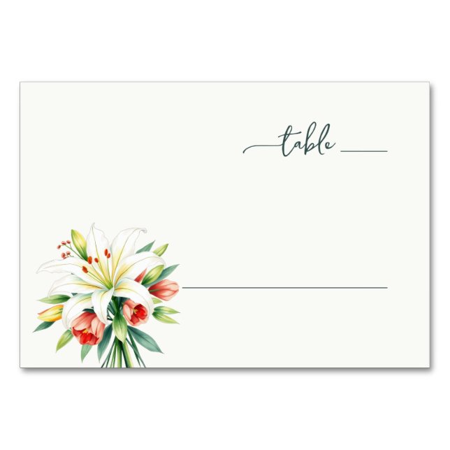 Elegant White Floral Table Number (Front)