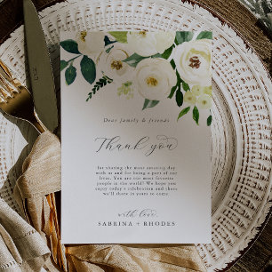 Elegant White Floral Thank You Reception Card
