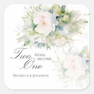 Elegant White Floral Two Become One Bible Wedding  Square Sticker