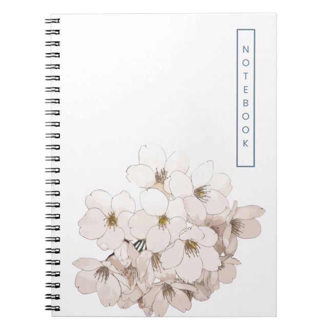 Elegant white Floral Watercolor  Notebook (Front)