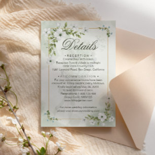 Elegant White Floral Wedding Details Card