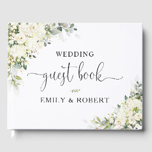 Elegant White Floral Wedding Guest Book