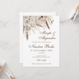 Elegant White Floral Wedding Invitation