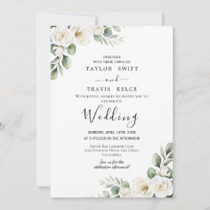 Elegant White Floral Wedding Invitation
