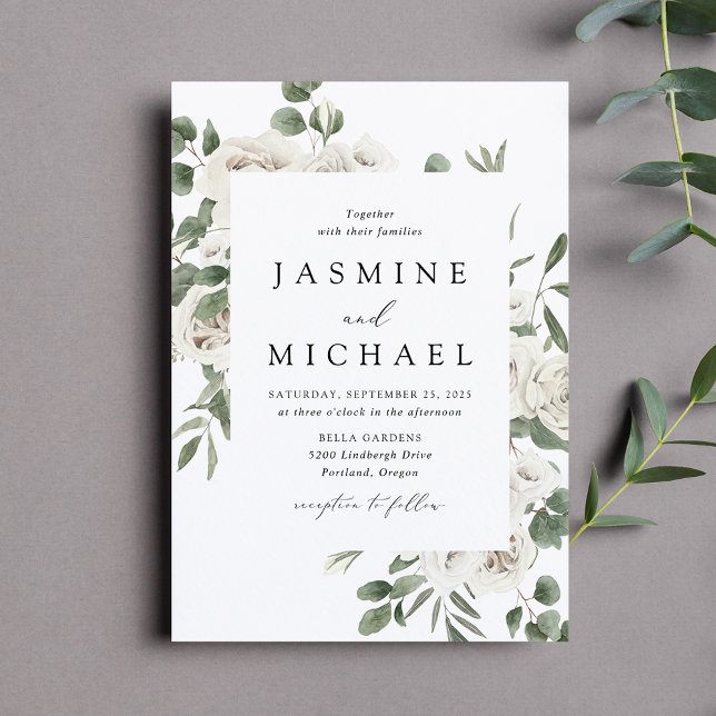 Elegant White Floral Wedding Invitation (Creator Uploaded)