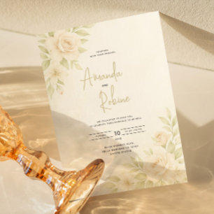 Elegant White Floral Wedding Invitation