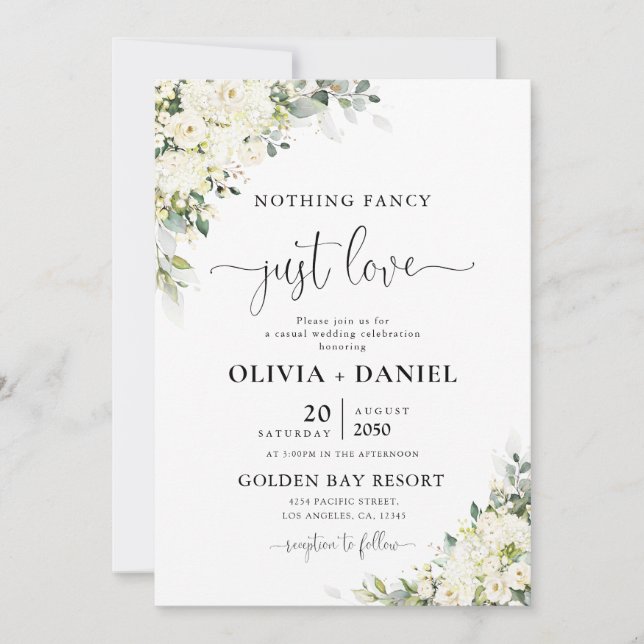 Elegant White Floral Wedding Invitation  (Front)