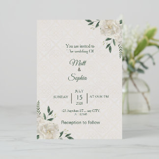 Elegant White Floral Wedding Invitation card