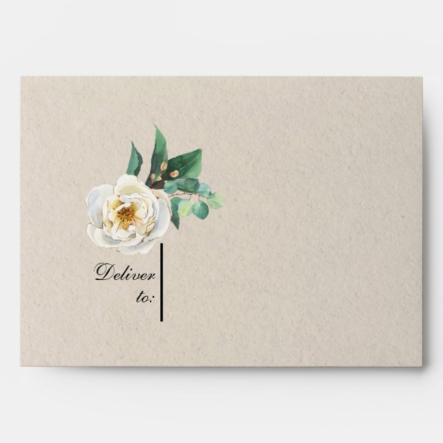Elegant White Floral Wedding Invitation Envelope (Front)