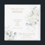 Elegant  White Floral Wedding Magnet<br><div class="desc">White Floral Wedding  invitation magnet.  Square.  White Floral.  Foliage.  Elegant.</div>
