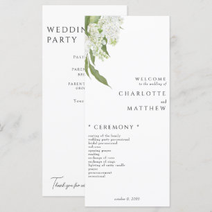 Elegant White Floral Wedding Program Menu