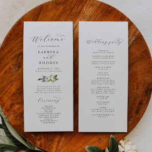 Elegant White Floral Wedding Program Programme