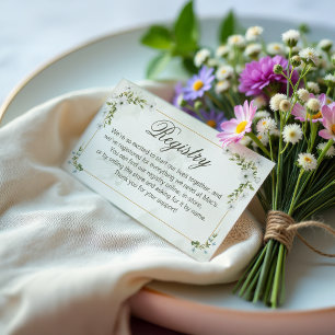 Elegant White Floral Wedding Registry Greenery Enclosure Card
