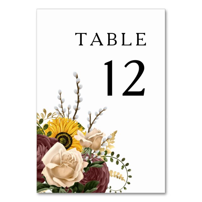  Elegant White Floral Wedding Table Number (Front)