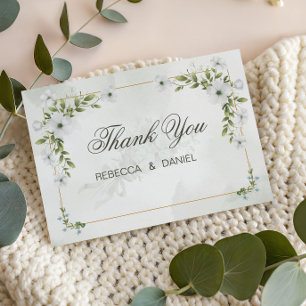 Elegant White Floral Wedding Thank You Card