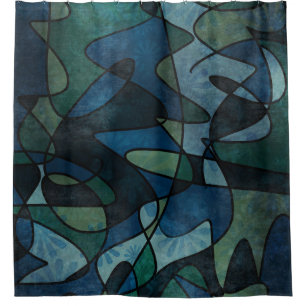 Elegant White Flourishes & Embellishments on Black Shower Curtain