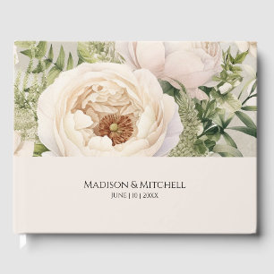 Elegant White Flower Bouquet Watercolor  Guest Book