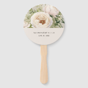 Elegant White Flower Bouquet Watercolor Hand Fan