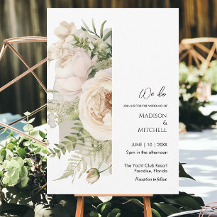 Elegant White Flower Bouquet Watercolor Invitation