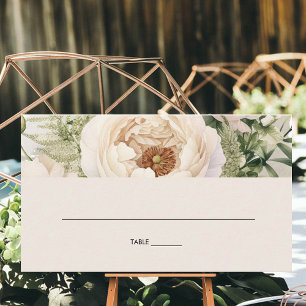 Elegant White Flower Bouquet Watercolor Place Card