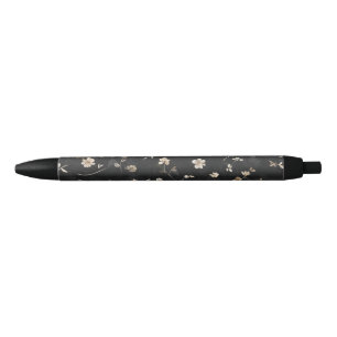 Elegant White Flower on Black    Ink Pen