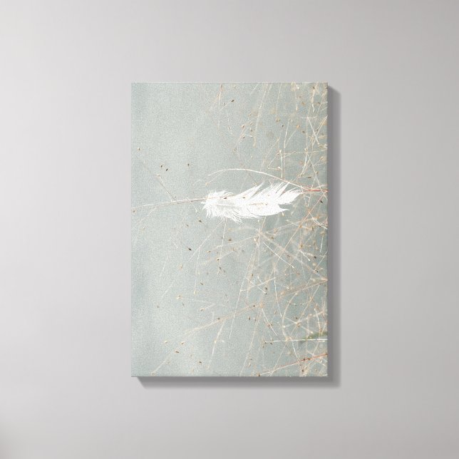 Elegant White Flower On Dusty Blue Canvas Print (Front)