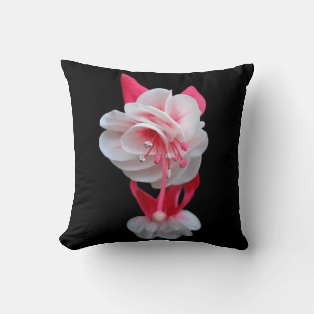 Elegant White Flower Pillows with Red Accents (Front)