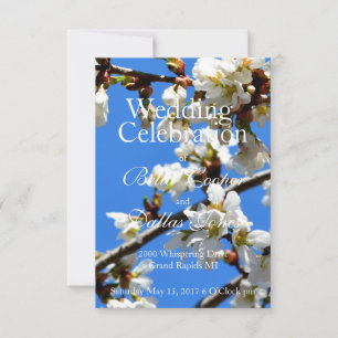 Elegant white flowering blossoms invitation