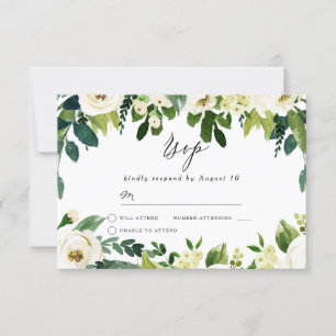 Elegant White Flowers Beautiful Spring Wedding RSVP Card