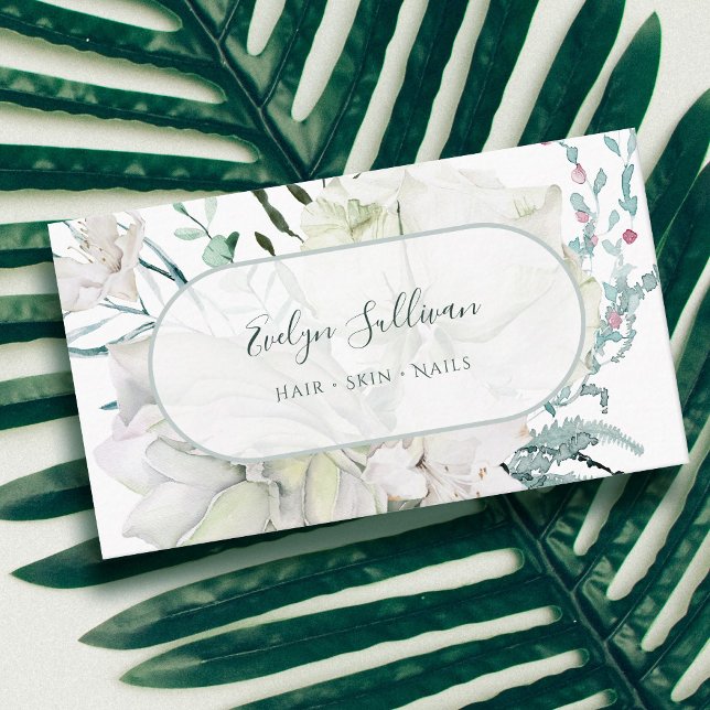 Elegant white flowers business card (Creator Uploaded)