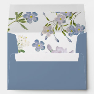 Elegant White Flowers Dusty blue Wedding Envelope