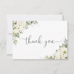 Elegant White Flowers Flat Thank You Card