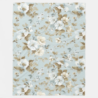 Elegant White Flowers Fleece Blanket
