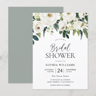 Elegant White Flowers Garden Bridal Shower Invitation