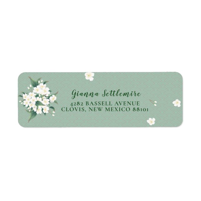 Elegant White Flowers Green Background  (Front)