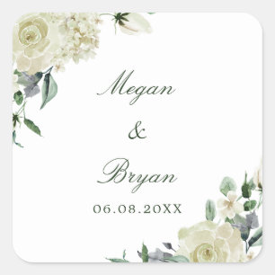 Elegant White Flowers Wedding Envelope Seals