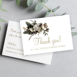 Elegant white flowers wedding thank you