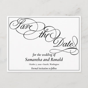 Elegant White Formal Save The Date Card