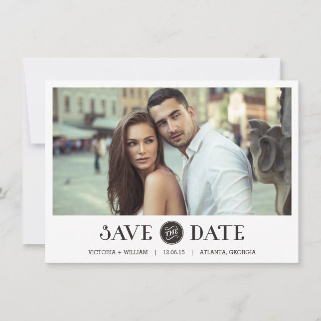Elegant White Frame Save the Date Invitations (Front)