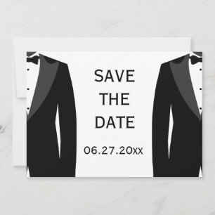 Elegant White Gay Wedding Save The Date Card