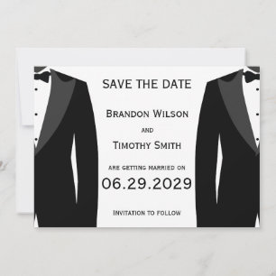 Elegant White Gay Wedding Save The Date Cards