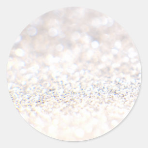 Elegant White Glitter Classic Round Sticker