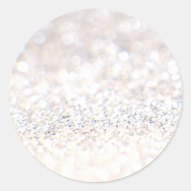 Elegant White Glitter  Classic Round Sticker (Front)
