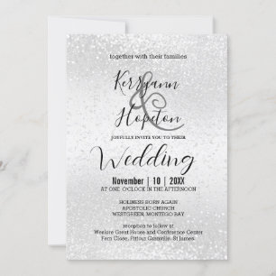 Elegant White Glitter Invitation