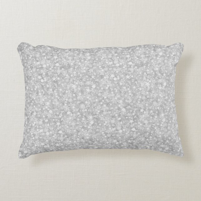 Elegant White Glitter & Sparkles Decorative Cushion (Front)