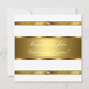 Elegant White Gold 50th Anniversary Party Event Invitation